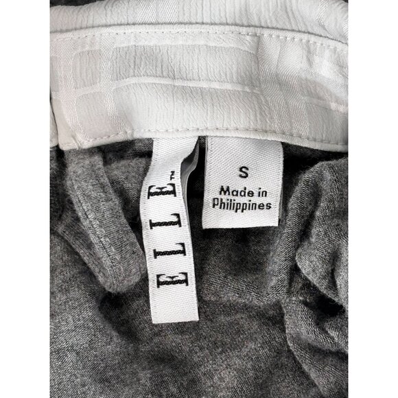 Gray & White 3/4 Sleeve Two-Tone Tunic Top With Collar Size S - Picture 4 of 10